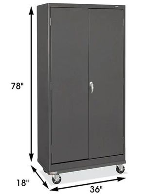 Dwudrzwiowa niezmontowana metalowa regulowana półka z kółkami