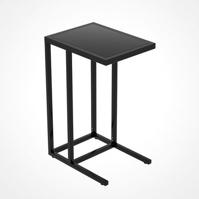 Solidny stolik kawowy o wysokości 650 mm z czarną metalową ramą